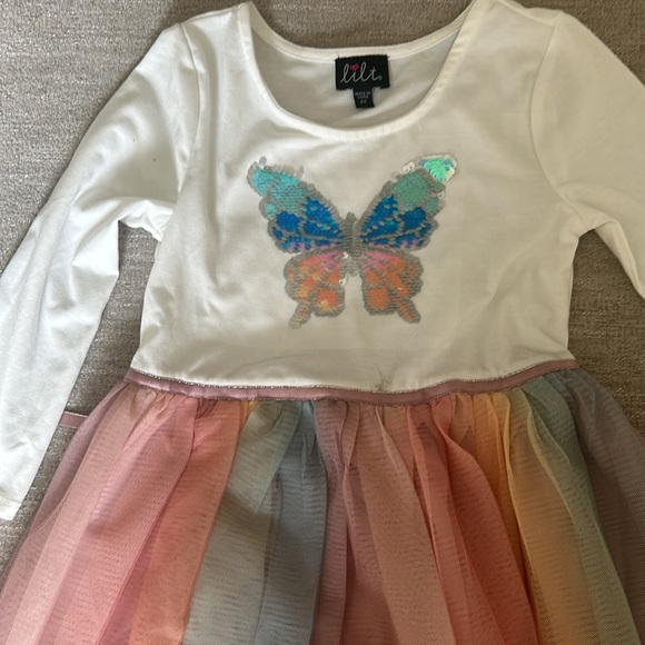 Lilt little girls butterfly sequined dress with tulle skirt Size 6X. NWT. - Picture 2 of 6
